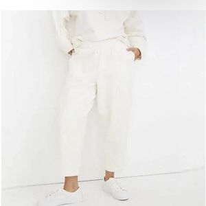 NWT(L) Madewell MWL Ribbed Seamed Sweatpants Antique Ivory Cream Large Pajama